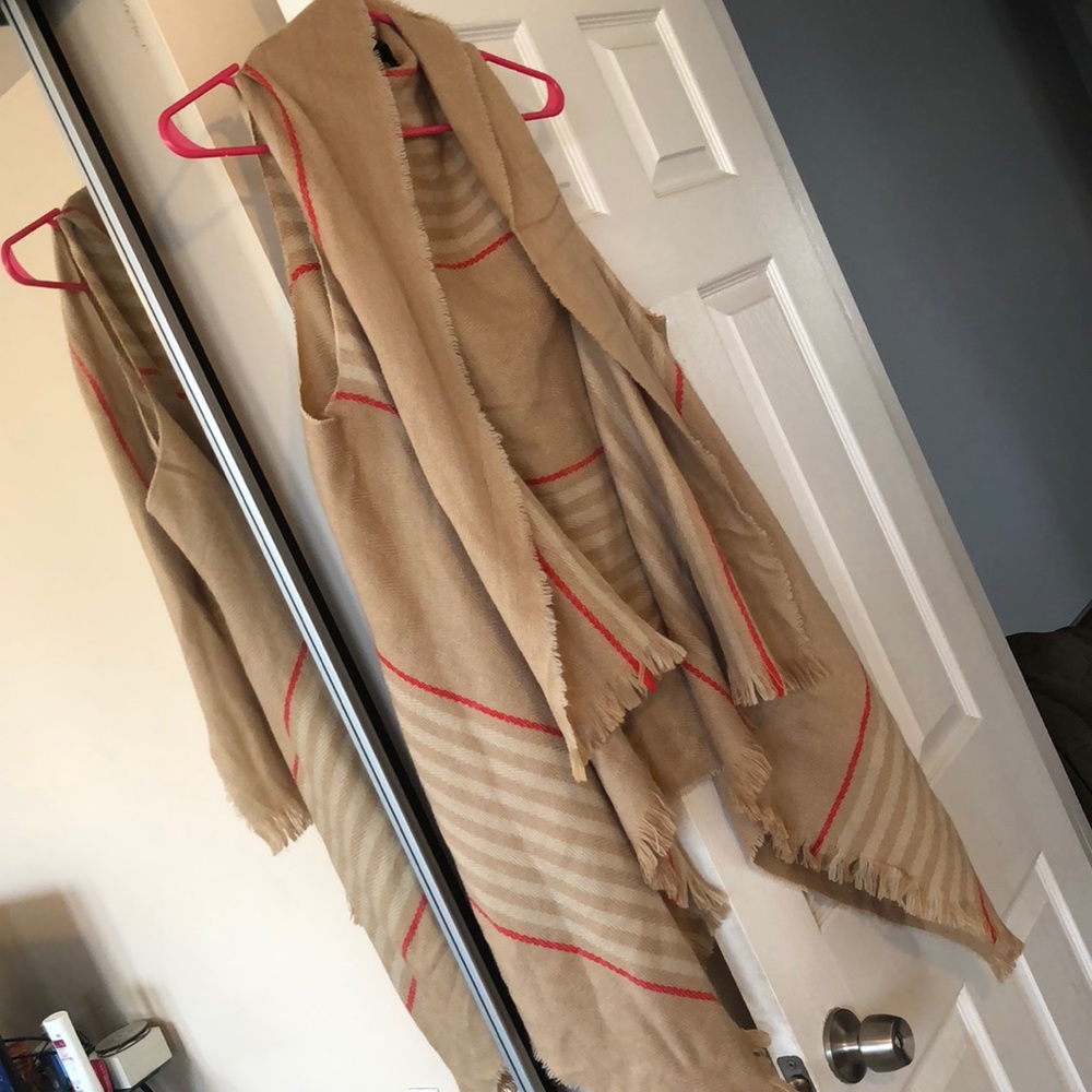 Tan/Red/White Drap Sweater